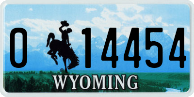 WY license plate 014454