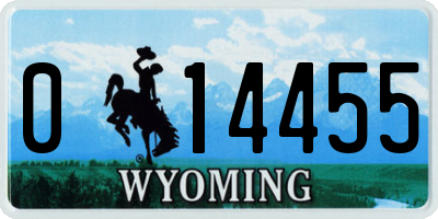 WY license plate 014455