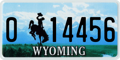 WY license plate 014456