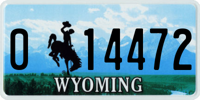 WY license plate 014472