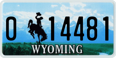WY license plate 014481