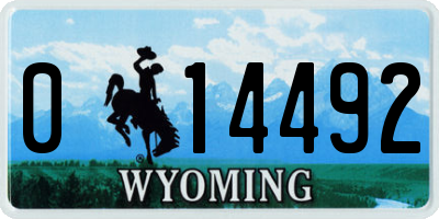 WY license plate 014492