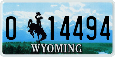 WY license plate 014494