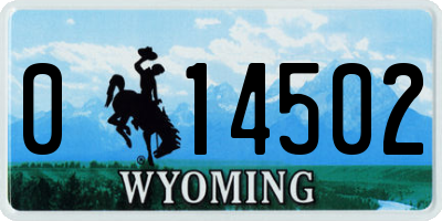 WY license plate 014502