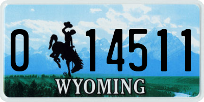 WY license plate 014511