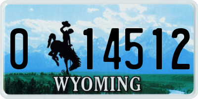 WY license plate 014512