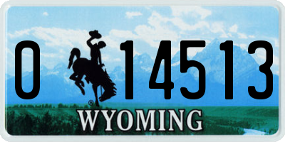 WY license plate 014513
