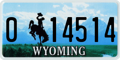 WY license plate 014514