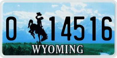 WY license plate 014516