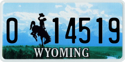 WY license plate 014519