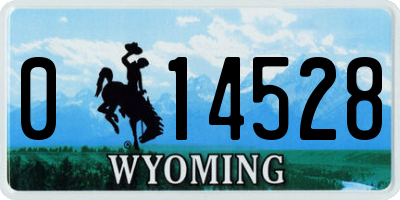 WY license plate 014528