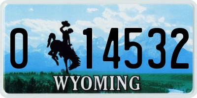 WY license plate 014532