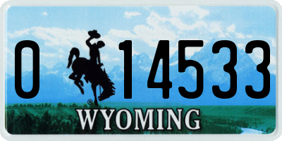 WY license plate 014533