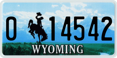 WY license plate 014542