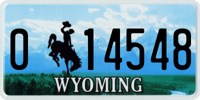 WY license plate 014548