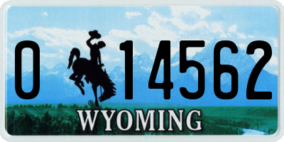 WY license plate 014562