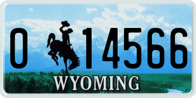 WY license plate 014566