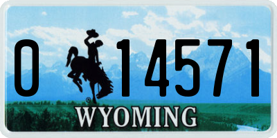 WY license plate 014571