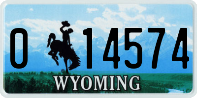 WY license plate 014574