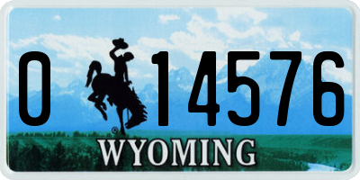 WY license plate 014576