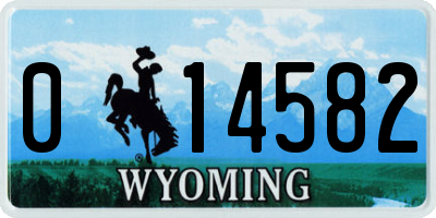 WY license plate 014582