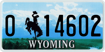 WY license plate 014602