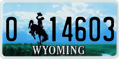 WY license plate 014603