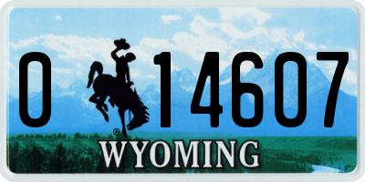 WY license plate 014607