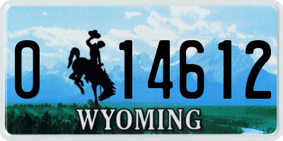 WY license plate 014612