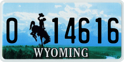 WY license plate 014616