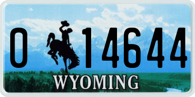 WY license plate 014644