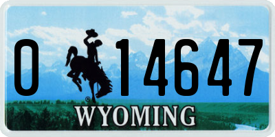WY license plate 014647
