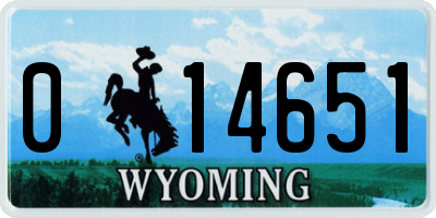 WY license plate 014651