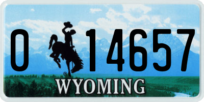 WY license plate 014657