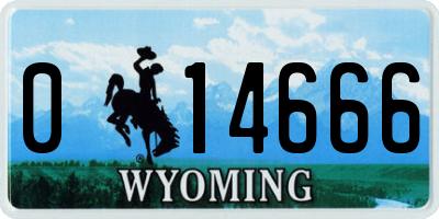 WY license plate 014666