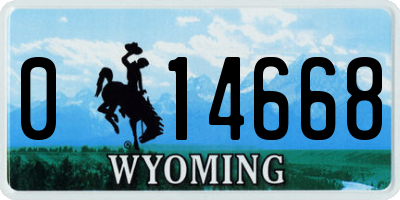 WY license plate 014668