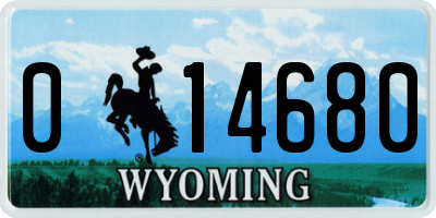WY license plate 014680