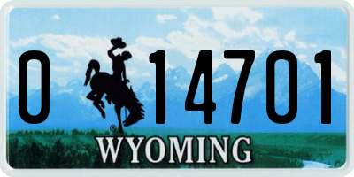 WY license plate 014701
