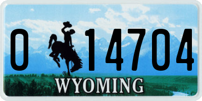 WY license plate 014704