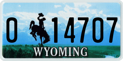 WY license plate 014707
