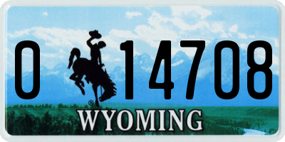 WY license plate 014708