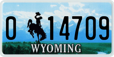 WY license plate 014709
