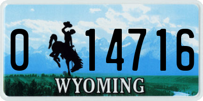 WY license plate 014716