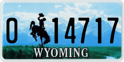 WY license plate 014717