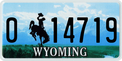 WY license plate 014719
