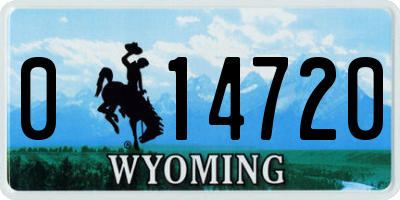 WY license plate 014720