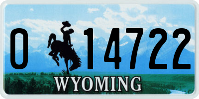 WY license plate 014722