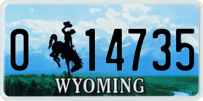 WY license plate 014735