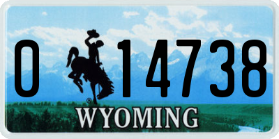 WY license plate 014738