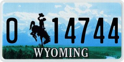 WY license plate 014744